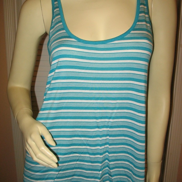 NWT Y2K Guess Tank Top S Striped Turquoise Blue White Activewear Gym Yoga Sporty - Picture 3 of 7